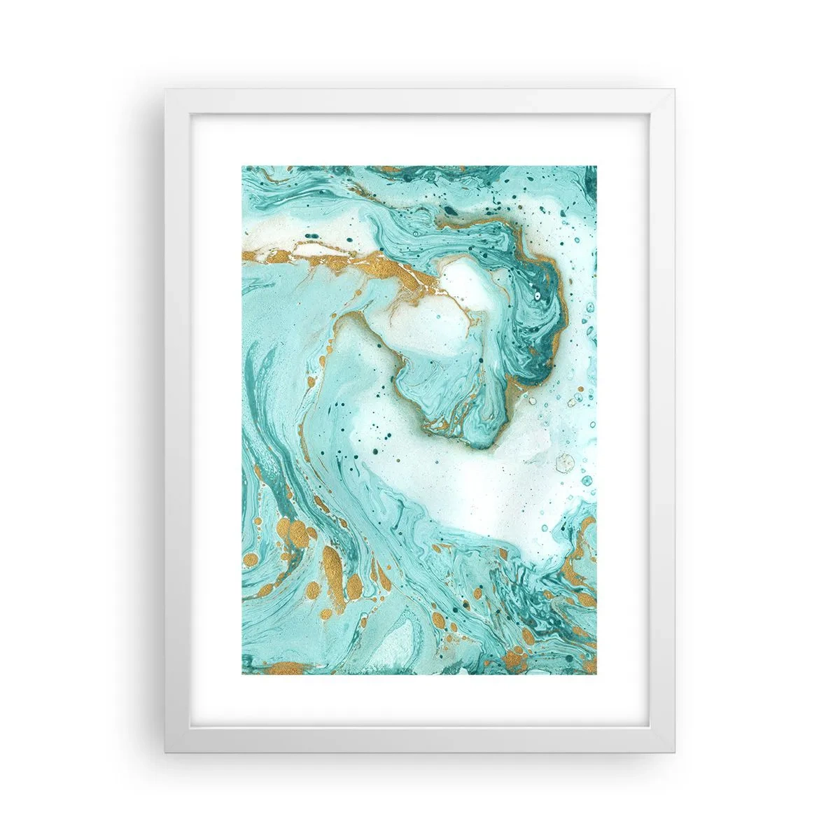 Plagát v bielom ráme - Pod veľkou vlnou z epochy Edo - 30x40 cm