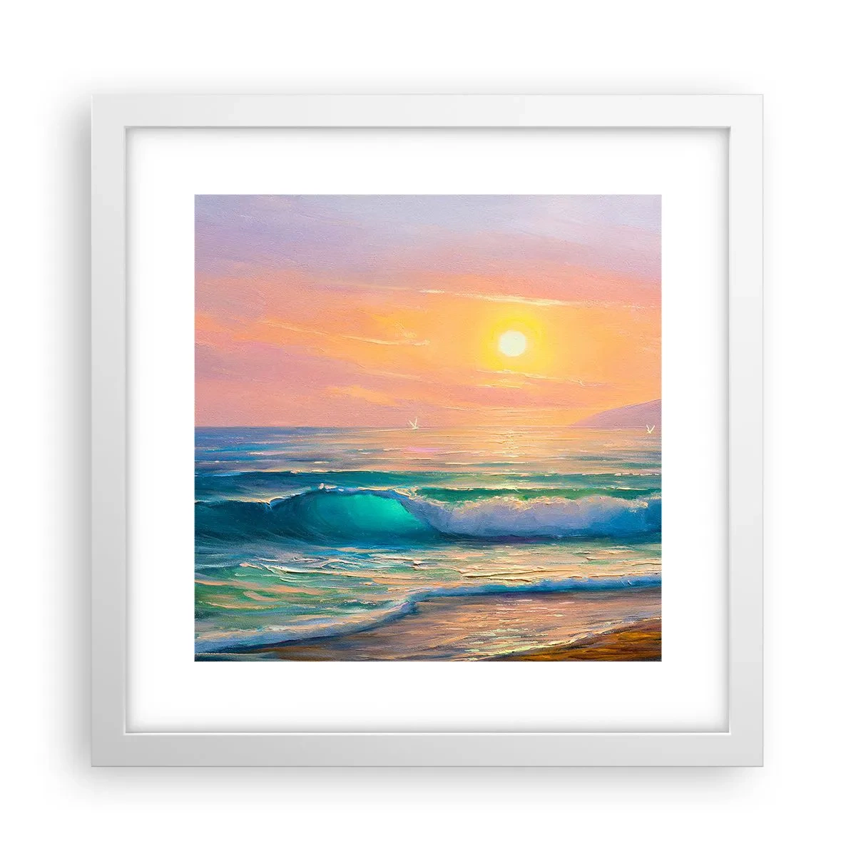Plagát v bielom ráme - Tyrkysová pieseň vĺn - 30x30 cm