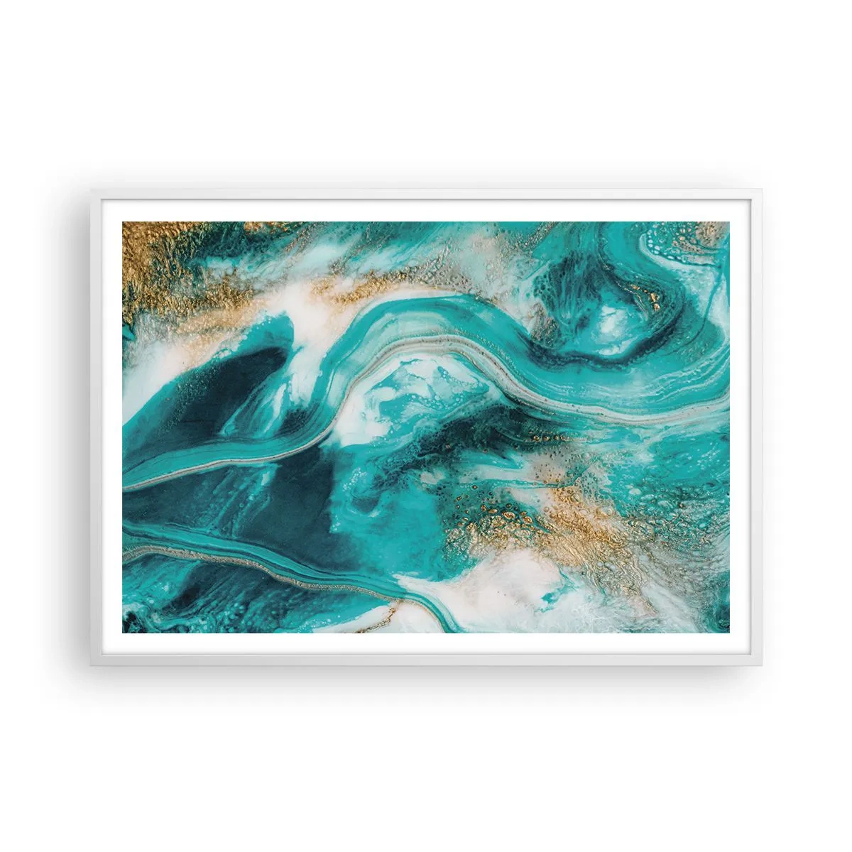 Plagát v bielom ráme - Rieka zlata - 100x70 cm