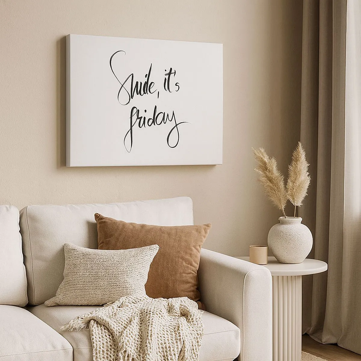 Obraz na plátne - Čiernobiele písmo Smile, it's Friday - 70x50cm - Naozajstná radosť - Moderná nástenná dekorácia do obývacej izby a spálne ARTTOR