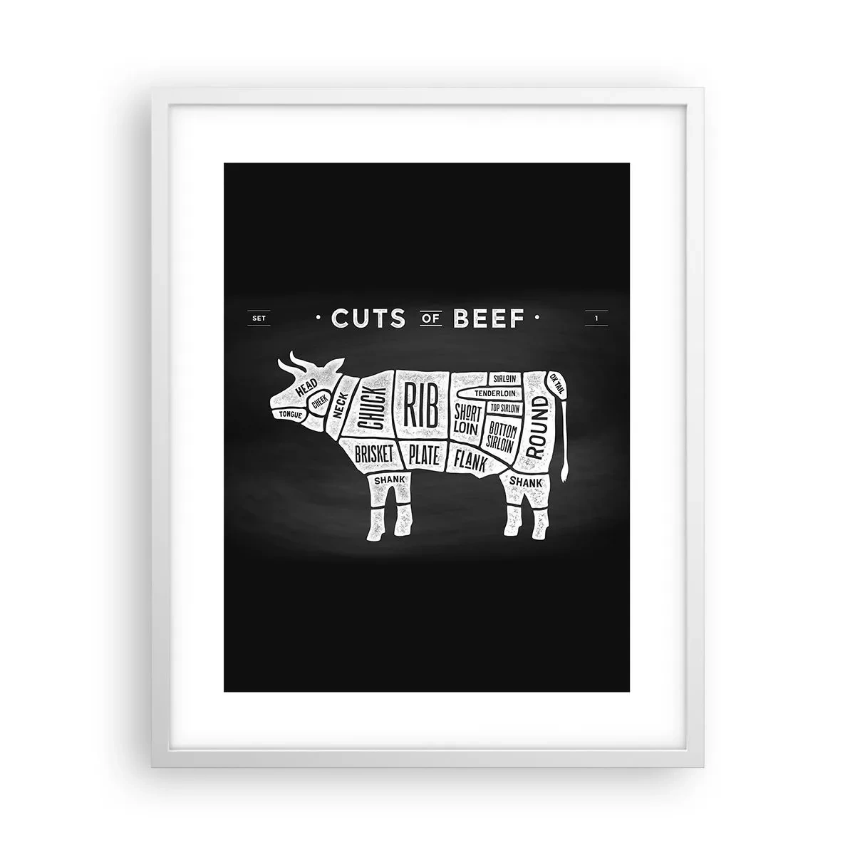 Plagát v bielom ráme - Šlabikár mäsiara - 40x50 cm