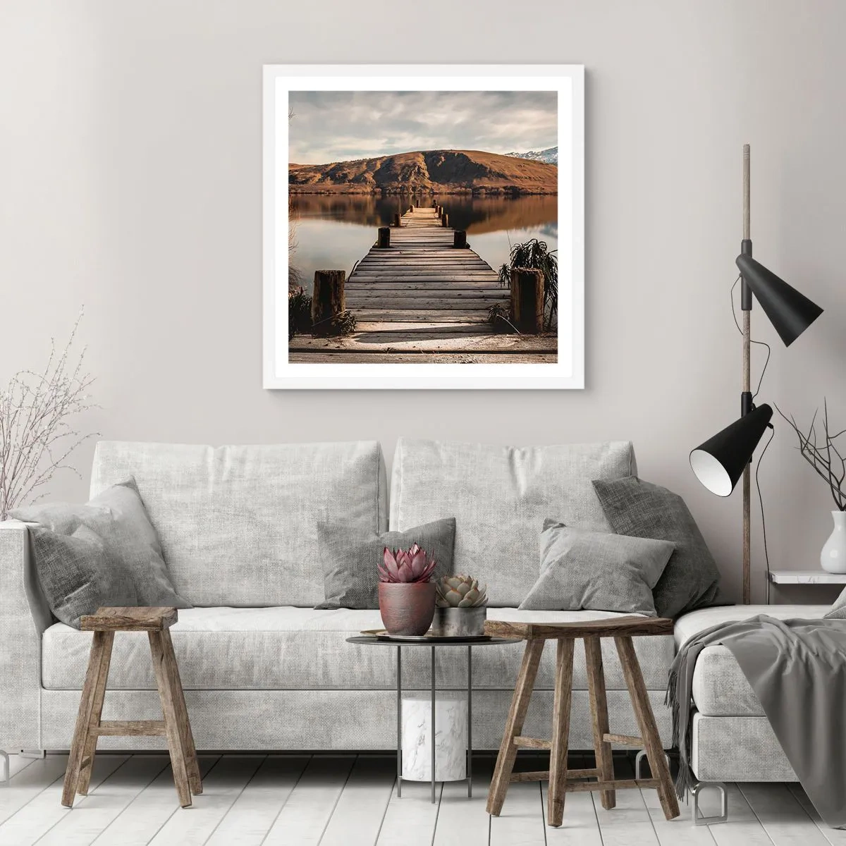 Plagát v bielom ráme - Krajina v tichu - 30x30 cm