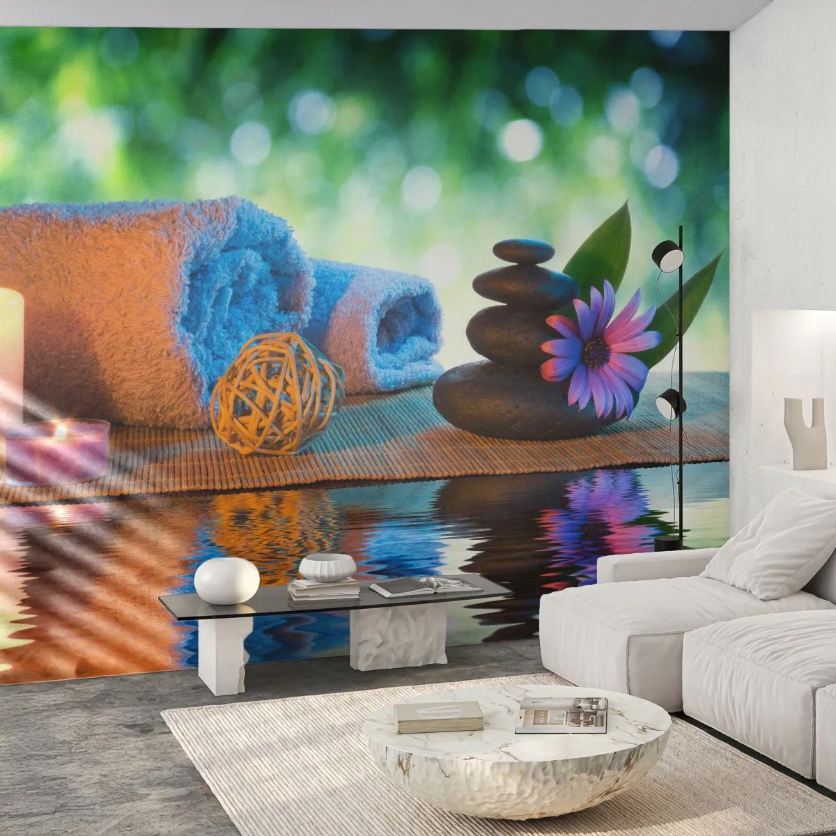 Fototapeta Premium Canvas - Čas pre telo - Kúpele, Sviečka, Kultúra Japonska - 250x175 cm