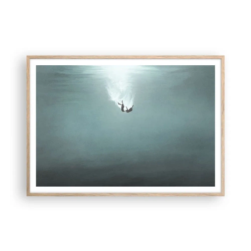 Plagát v ráme zo svetlého duba - V objatí oceánu - 100x70 cm
