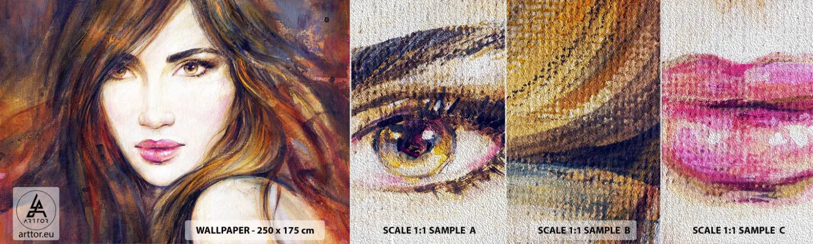 Vzorka fototapety Premium Sand - Centík za tvoje myšlienky - Ženská tvár, Portrét ženy, Vlasy - 100x30 cm