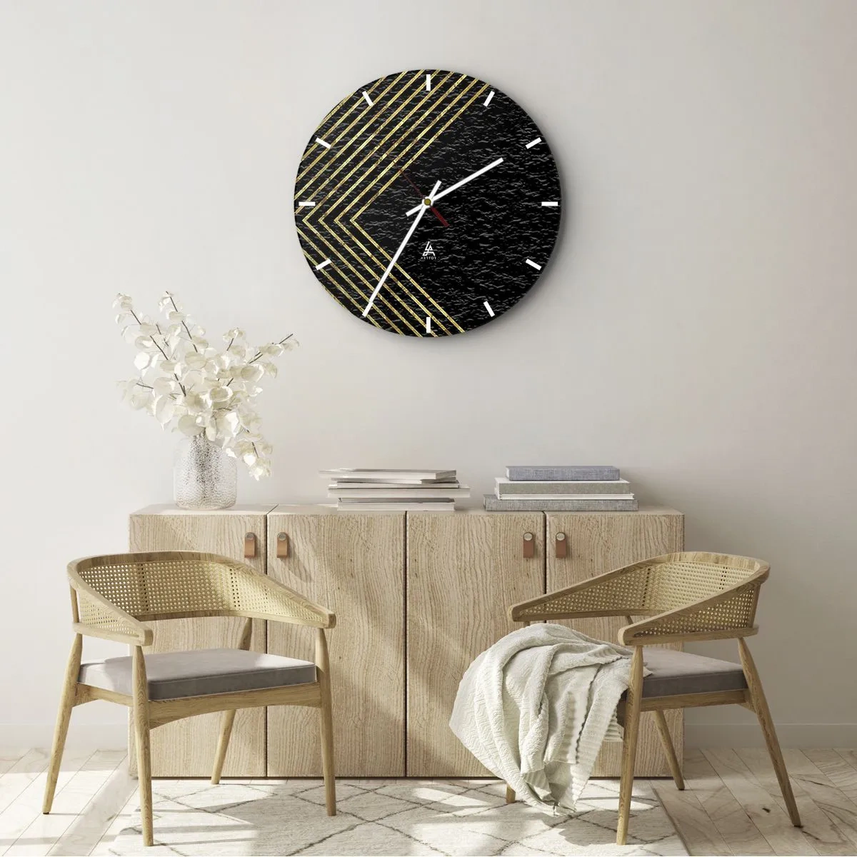 Nástenné hodiny - Geometria v štýle glamour - 40x40 cm