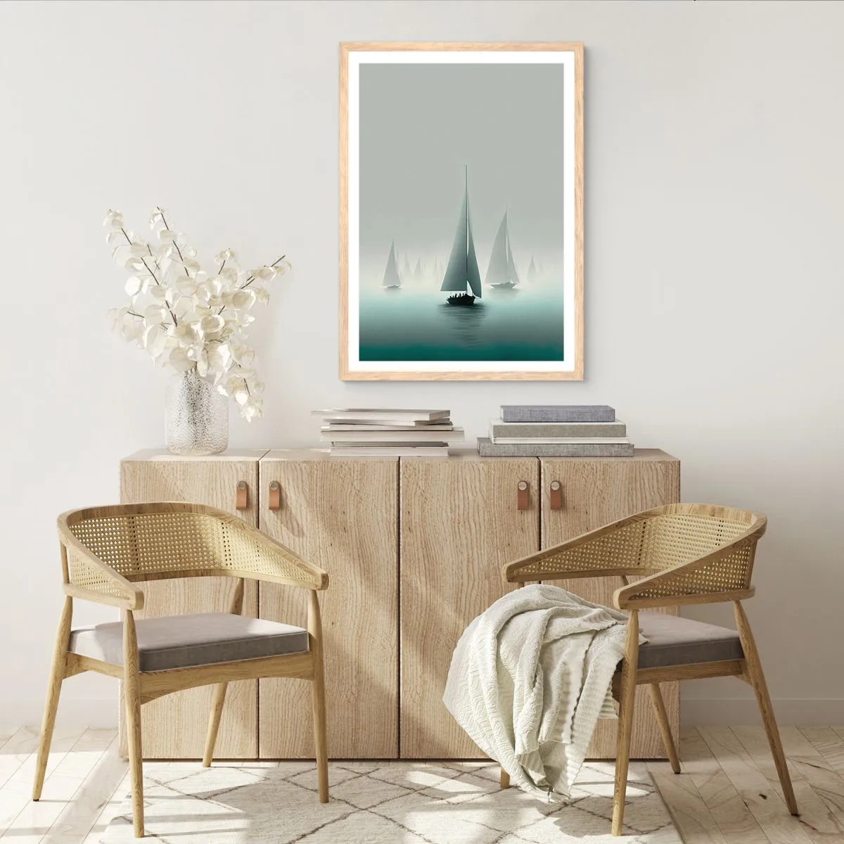 Plagát v ráme zo svetlého duba - Postavený z hmly - 30x40 cm