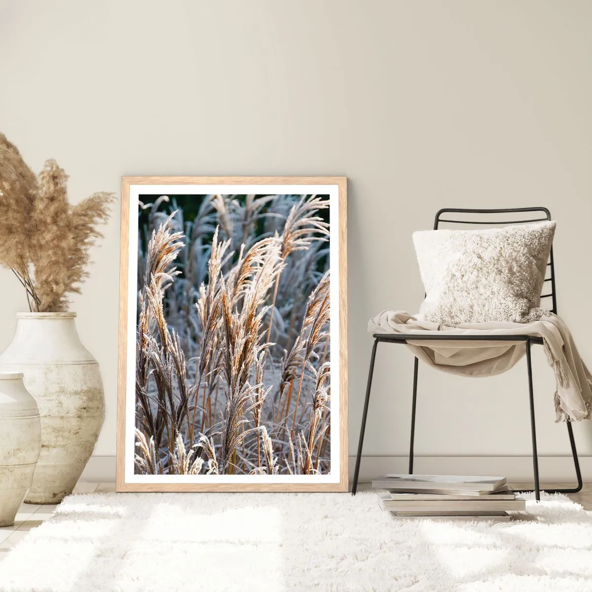 Plagát v ráme zo svetlého duba - Mrazom pokryté - 70x100 cm