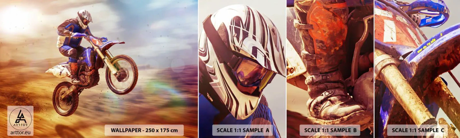 Vzorka Fototapeta Standard Eco - Motocyklové šialenstvo - Motokros, Šport, Motocyklista - 100x30 cm