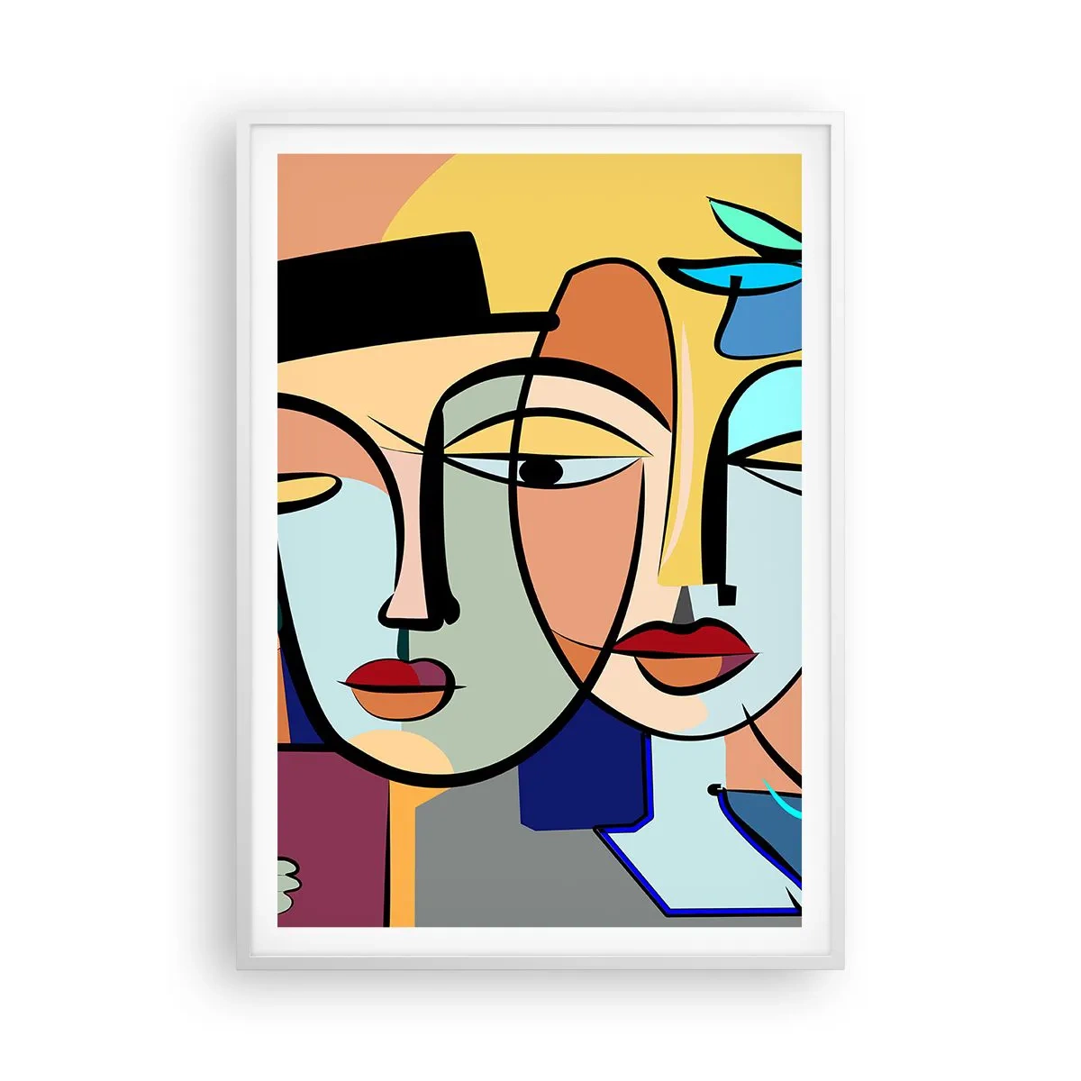 Plagát v bielom ráme - Picassovo randez vous - 70x100 cm
