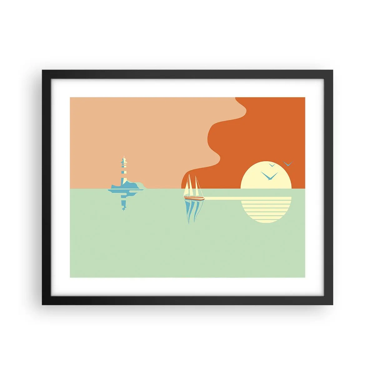 Plagát v čiernom ráme - Dokonalá morská krajina - 50x40 cm