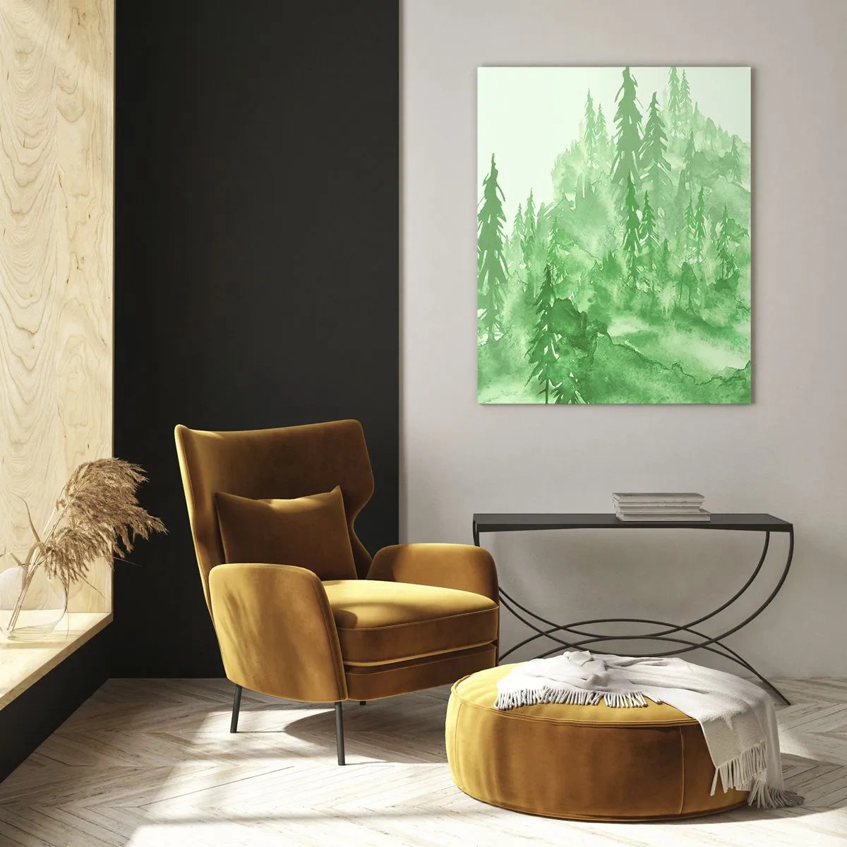 Obraz na skle - Rozmazaný zelenou hmlou - 50x70 cm