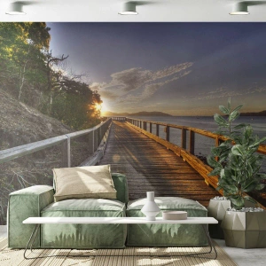 Fototapeta Premium Sand - Ísť, stále ísť smerom k slnku - Krajina, Západ slnka, Krajina - 100x70 cm
