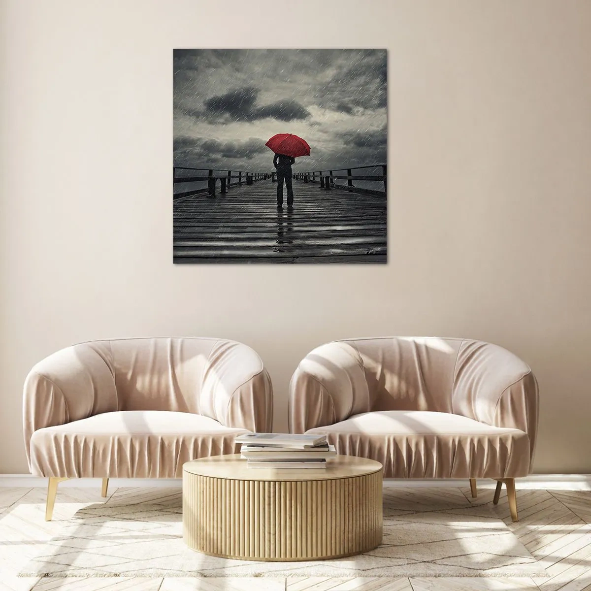 Obraz na skle - Nevadí, že prší - 60x60 cm