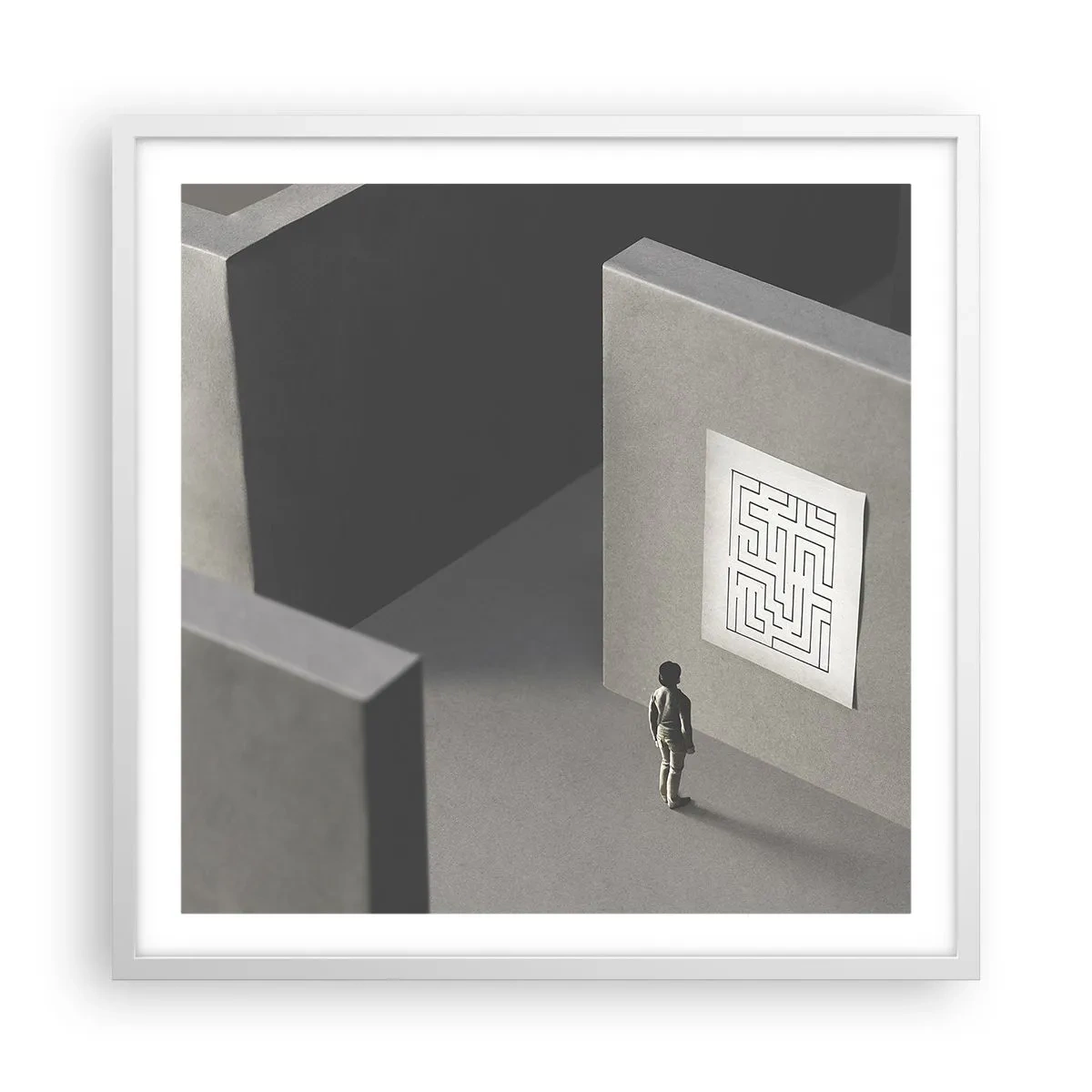 Plagát v bielom ráme - Kde to ale som? - 60x60 cm