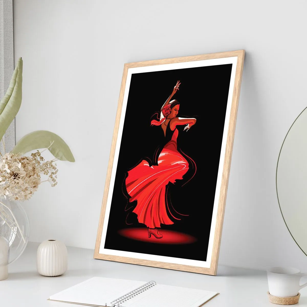 Plagát v ráme zo svetlého duba - Horúca duša flamenco - 40x50 cm