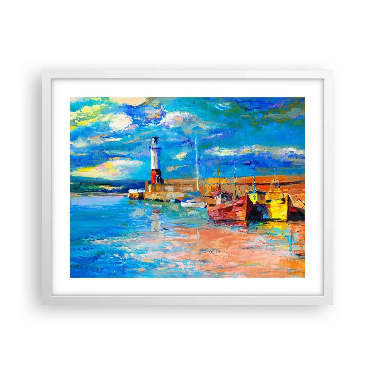 Plagát v bielom ráme - Popoludní v dúhovom zálive - 50x40 cm