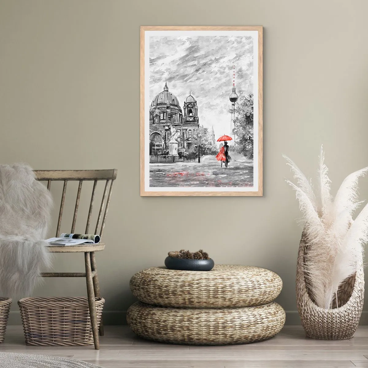 Plagát v ráme zo svetlého duba - Berlínske stretnutie - 70x100 cm