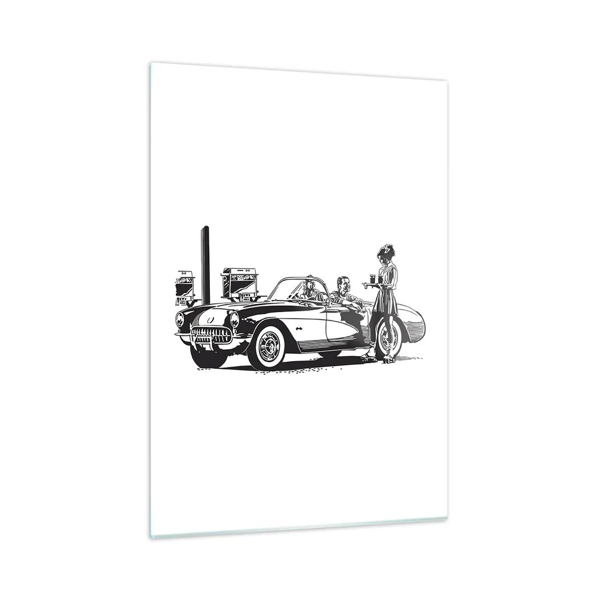 Obraz na skle - 60. - bezstarostná Amerika - 50x70 cm