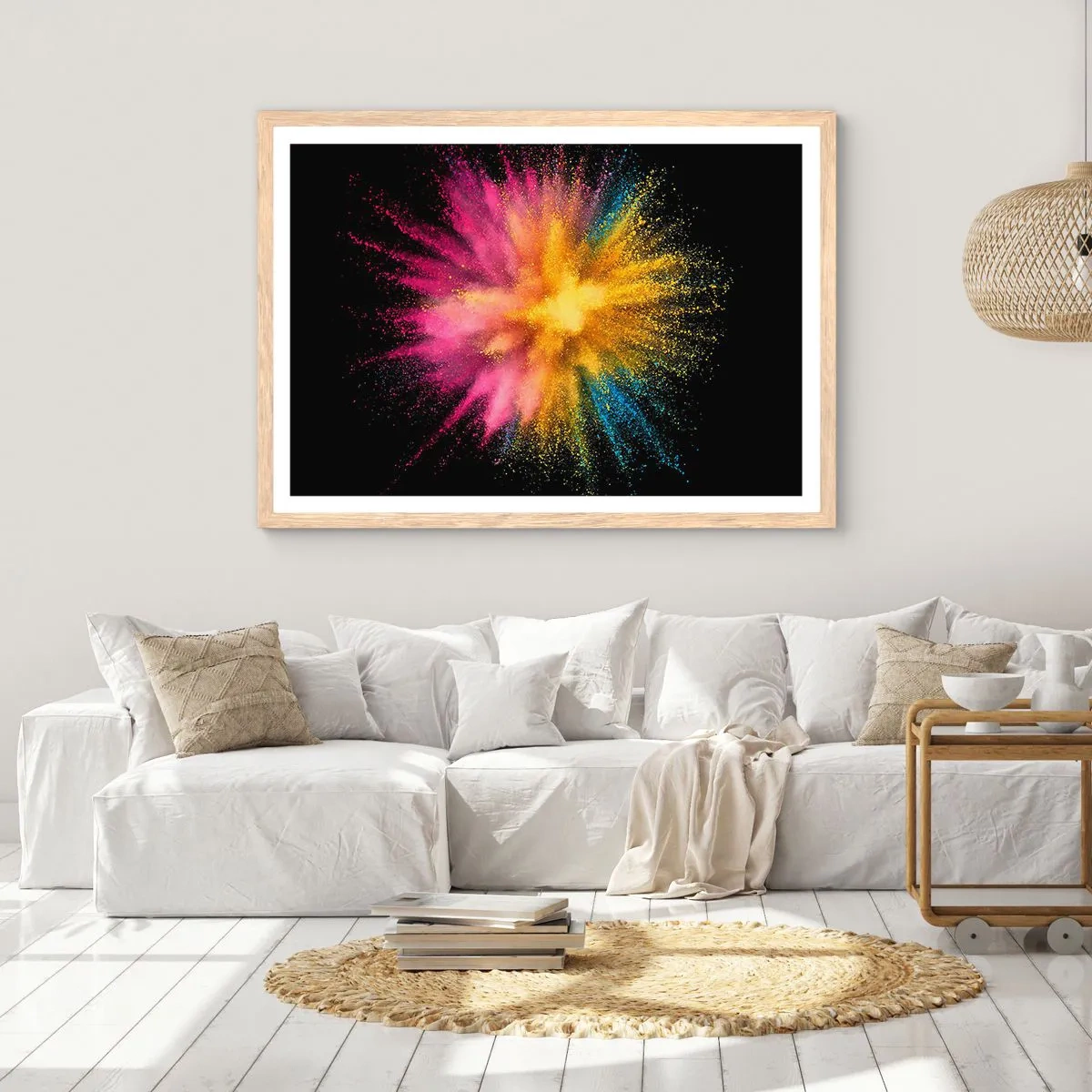Plagát v ráme zo svetlého duba - Zrodenie farieb - 70x50 cm
