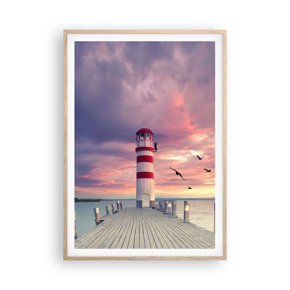 Plagát v ráme zo svetlého duba - Čas ísť do prístavu - 70x100 cm