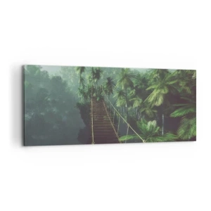 Obraz na plátne - Pri vodopáde zelene - 120x50 cm