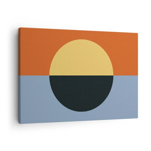 Obraz na plátne - Geometrická abstrakcia s kontrastnými farbami - 70x50cm - Kompozícia tepla a chladu - Moderná nástenná dekorácia do obývacej izby a spálne ARTTOR