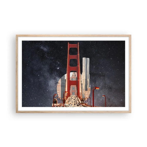 Plagát v ráme zo svetlého duba - Vždy v centre - 91x61 cm