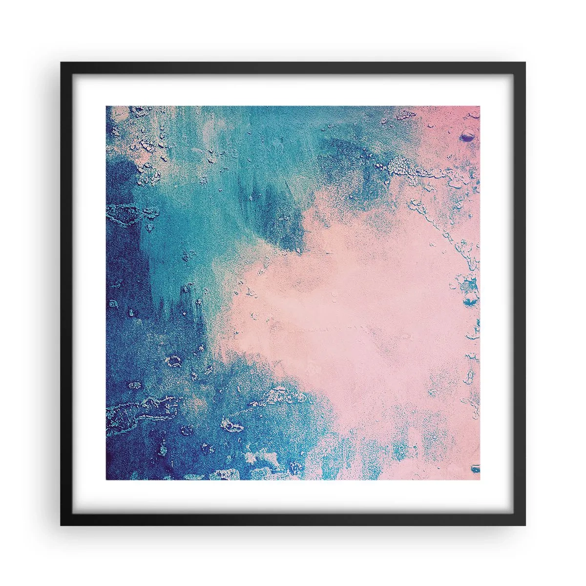 Plagát v čiernom ráme - Modré objatie - 50x50 cm