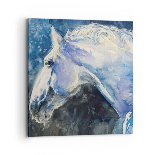 Obraz na plátne - Portrét v modrej žiare - 70x70 cm