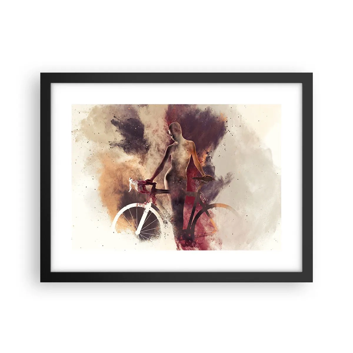 Plagát v čiernom ráme - Cyklistická duša v mramorových tvaroch - 40x30 cm