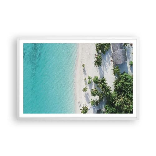 Plagát v bielom ráme - Dovolenka v raji - 91x61 cm