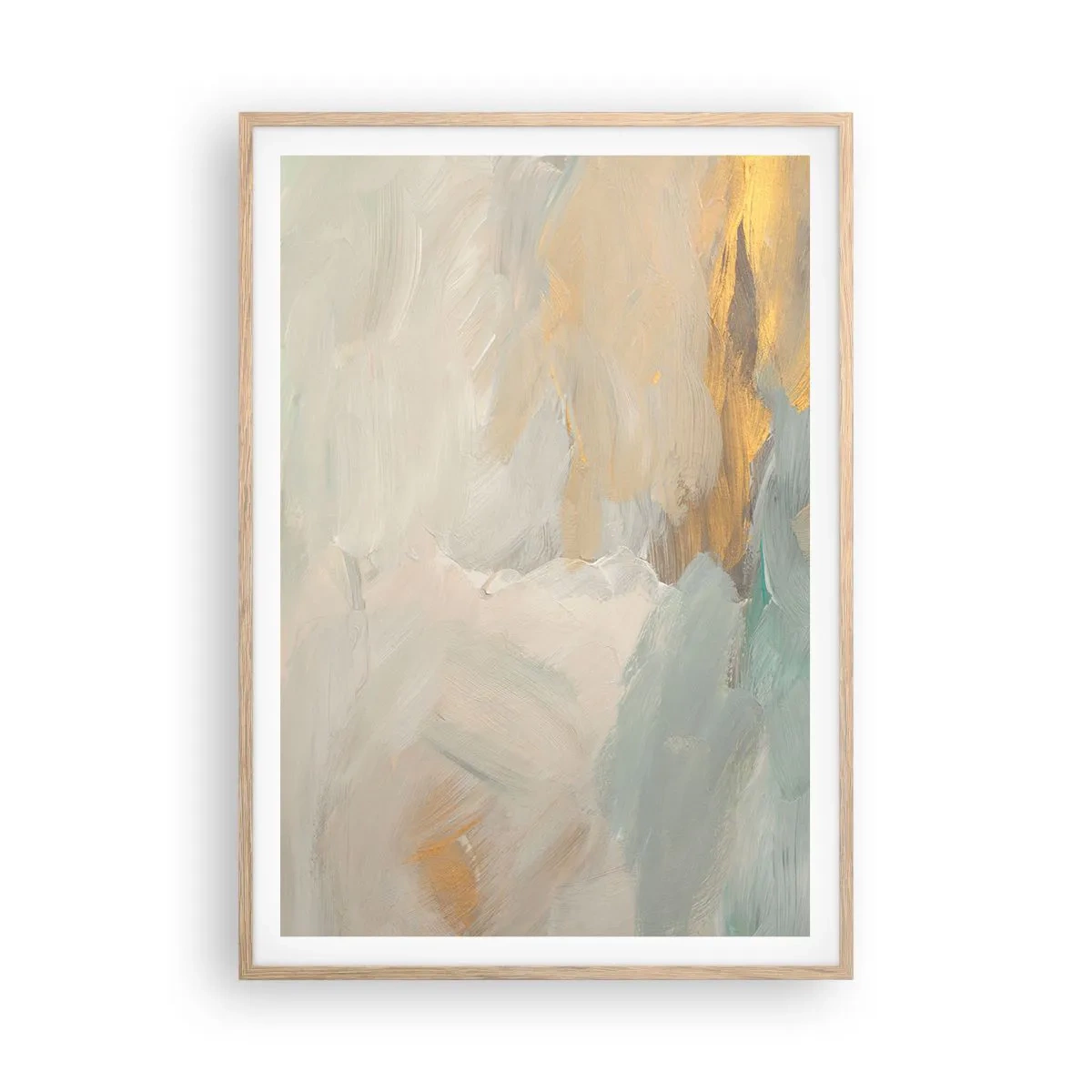 Plagát v ráme zo svetlého duba - Abstrakcia – krajina nehy - 70x100 cm