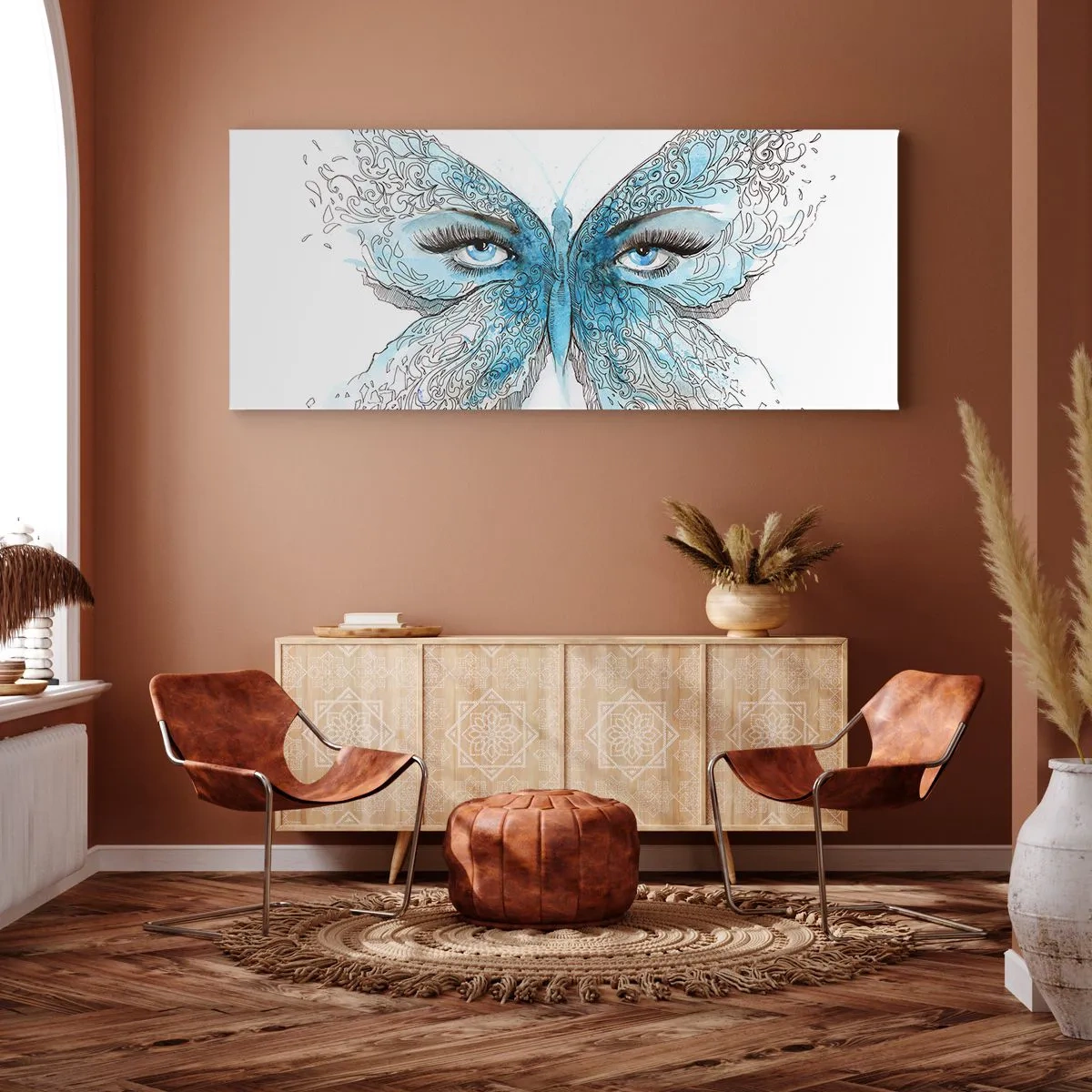 Obraz na plátne - Sýkorka modrinka eros - 90x30 cm