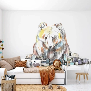 Fototapeta Premium Canvas - Ako sa dá takto žiť? - Zvieratá, Medveď, Grafika - 400x280 cm