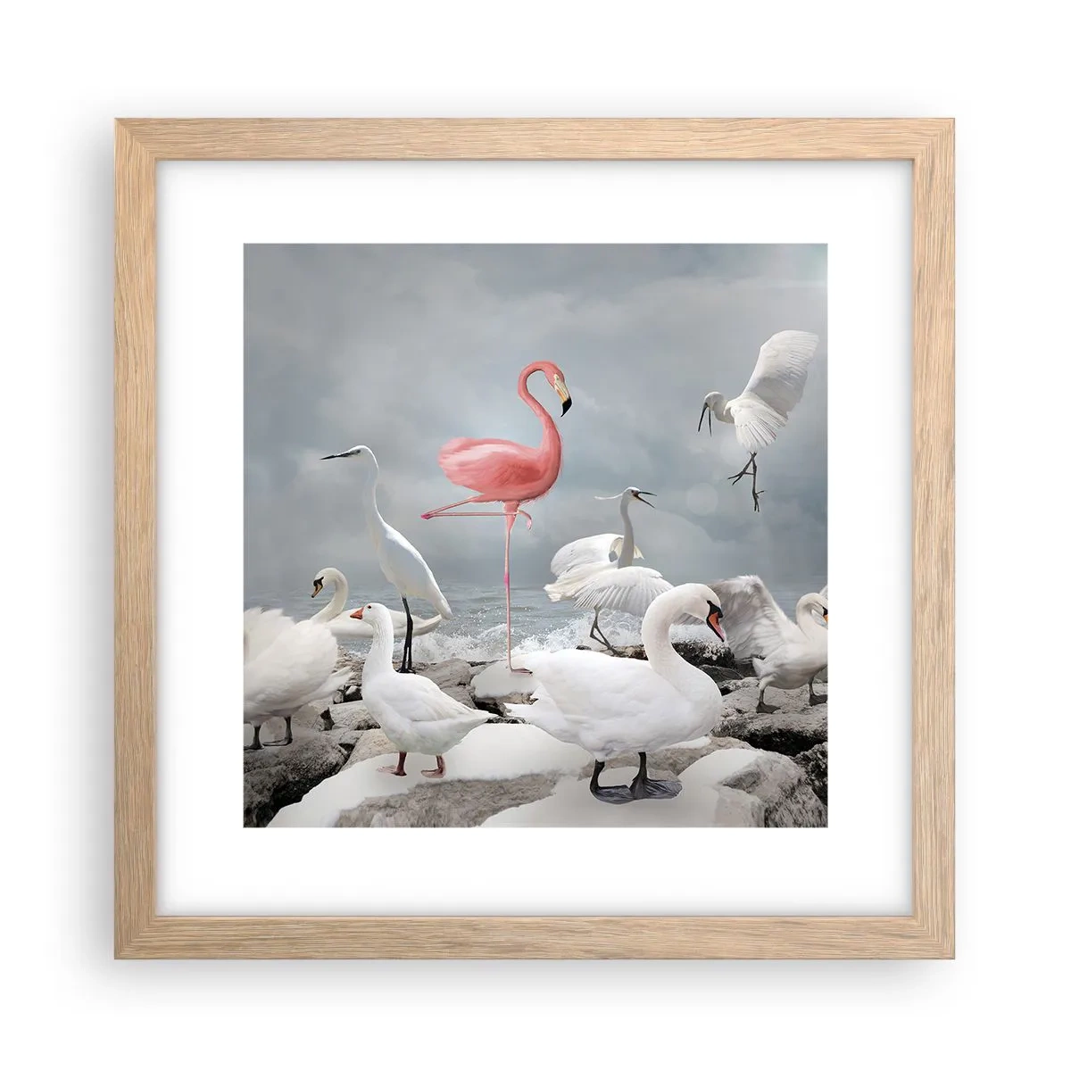 Plagát v ráme zo svetlého duba - Kde som sa tu vzal? - 30x30 cm