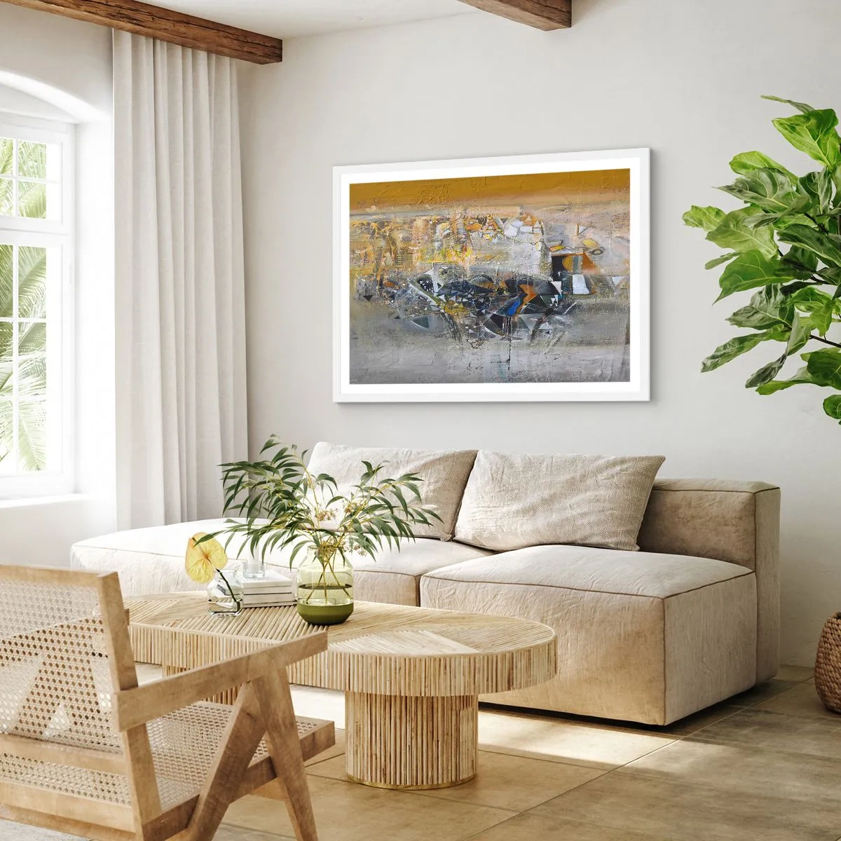 Plagát v bielom ráme - Všetko sa podarí - 50x40 cm