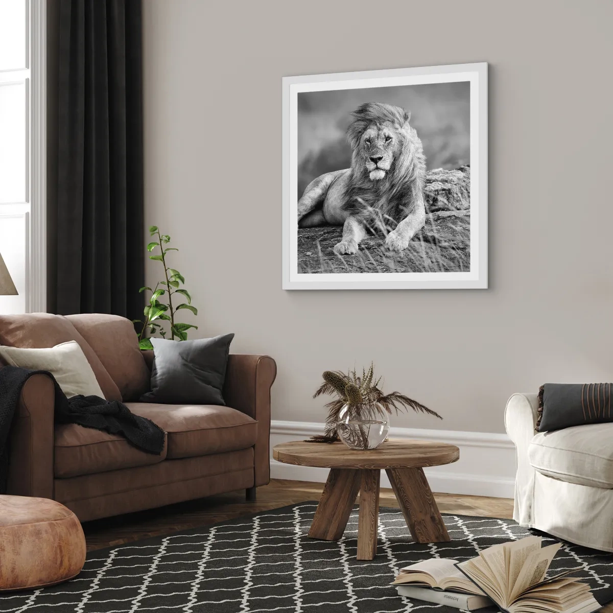 Plagát v bielom ráme - Kráľovská siesta - 60x60 cm