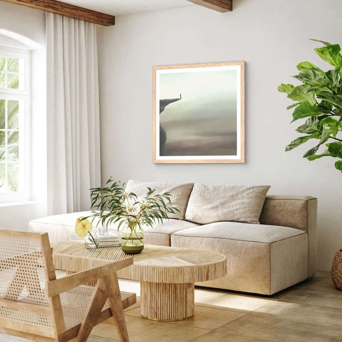 Plagát v ráme zo svetlého duba - Hore, samozrejme! - 40x40 cm