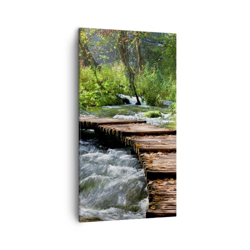 Obraz na plátne - Pri spenenom vodopáde - 45x80 cm