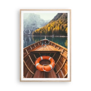 Plagát v ráme zo svetlého duba - Horská túra - 70x100 cm