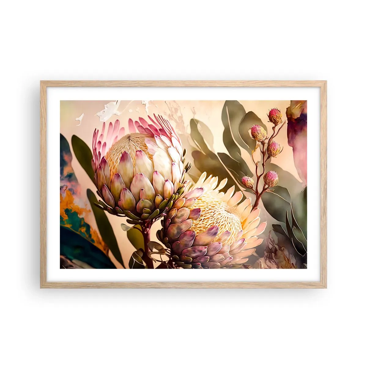 Plagát v ráme zo svetlého duba - Nežne objaté - 70x50 cm