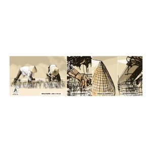 Vzorka samolepiacej fototapety Deluxe Sticker - Úspešný zber - Ázie, Ryžová plantáž, Ryžové pole - 100x30 cm