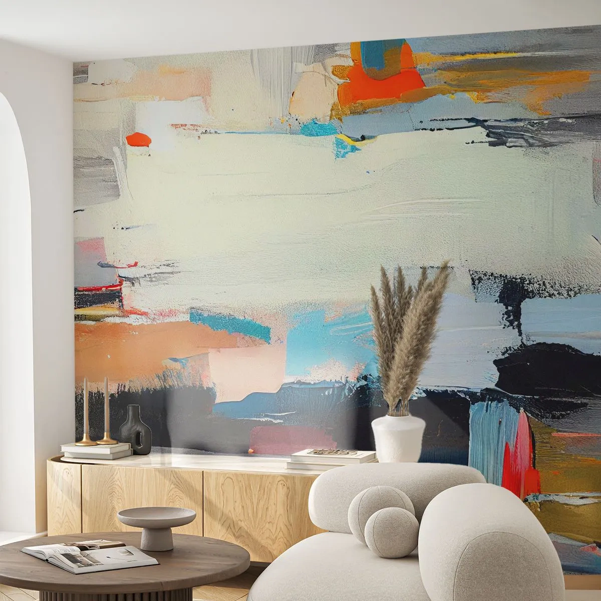 Fototapeta Standard Eco - Farebná abstrakcia s dynamickými ťahmi štetcom - 100x70cm - Nejaký spôsob? - Moderná nástenná dekorácia do obývacej izby a spálne ARTTOR