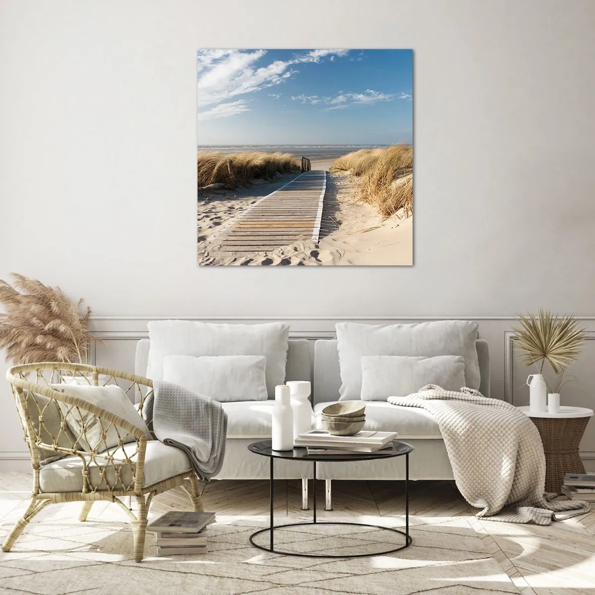 Obraz na skle - Za dunou, v šumení trávy - 60x60 cm