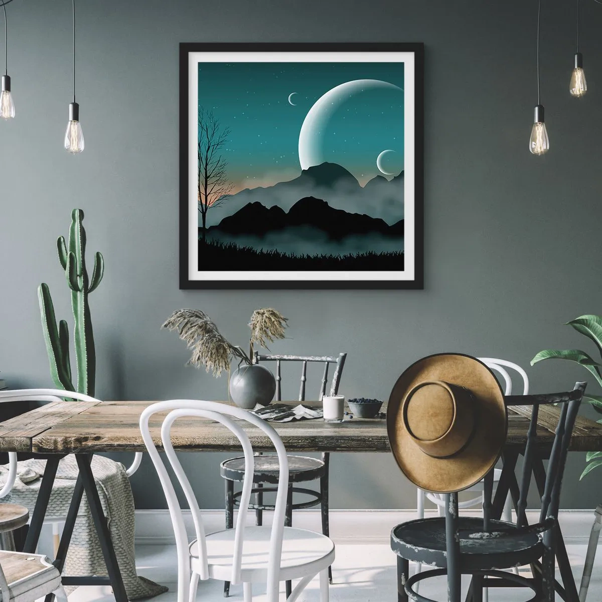 Plagát v čiernom ráme - Karneval hviezdnej noci - 40x40 cm