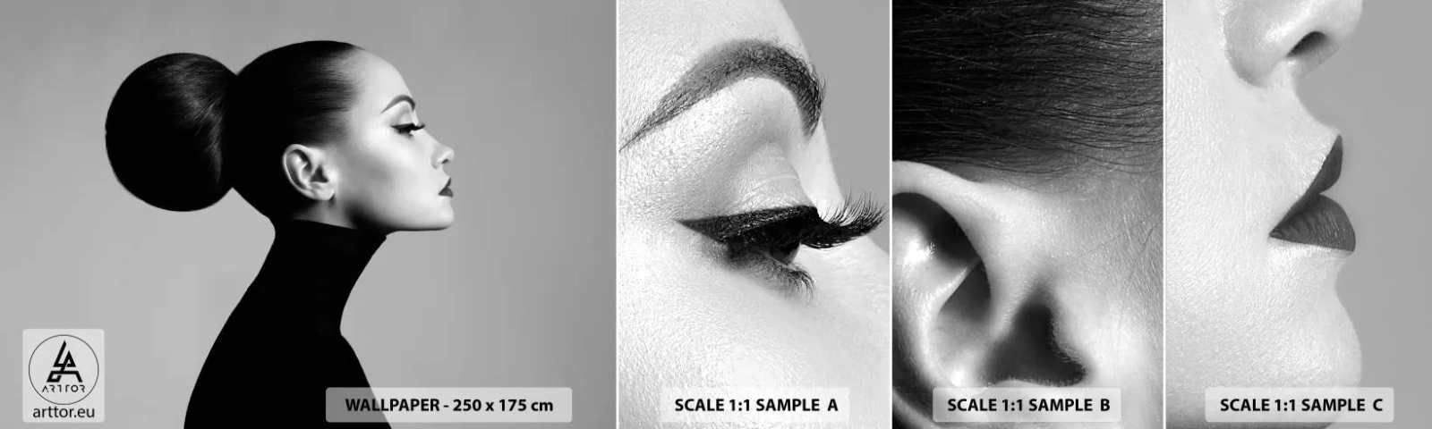 Vzorka samolepiacej fototapety Deluxe Sticker - Moderná Nefertiti - Žena, Účes, Model - 100x30 cm