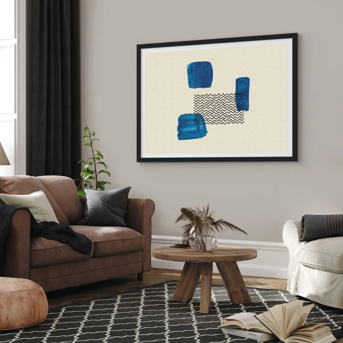 Plagát v čiernom ráme - Abstraktné kvarteto - 70x50 cm