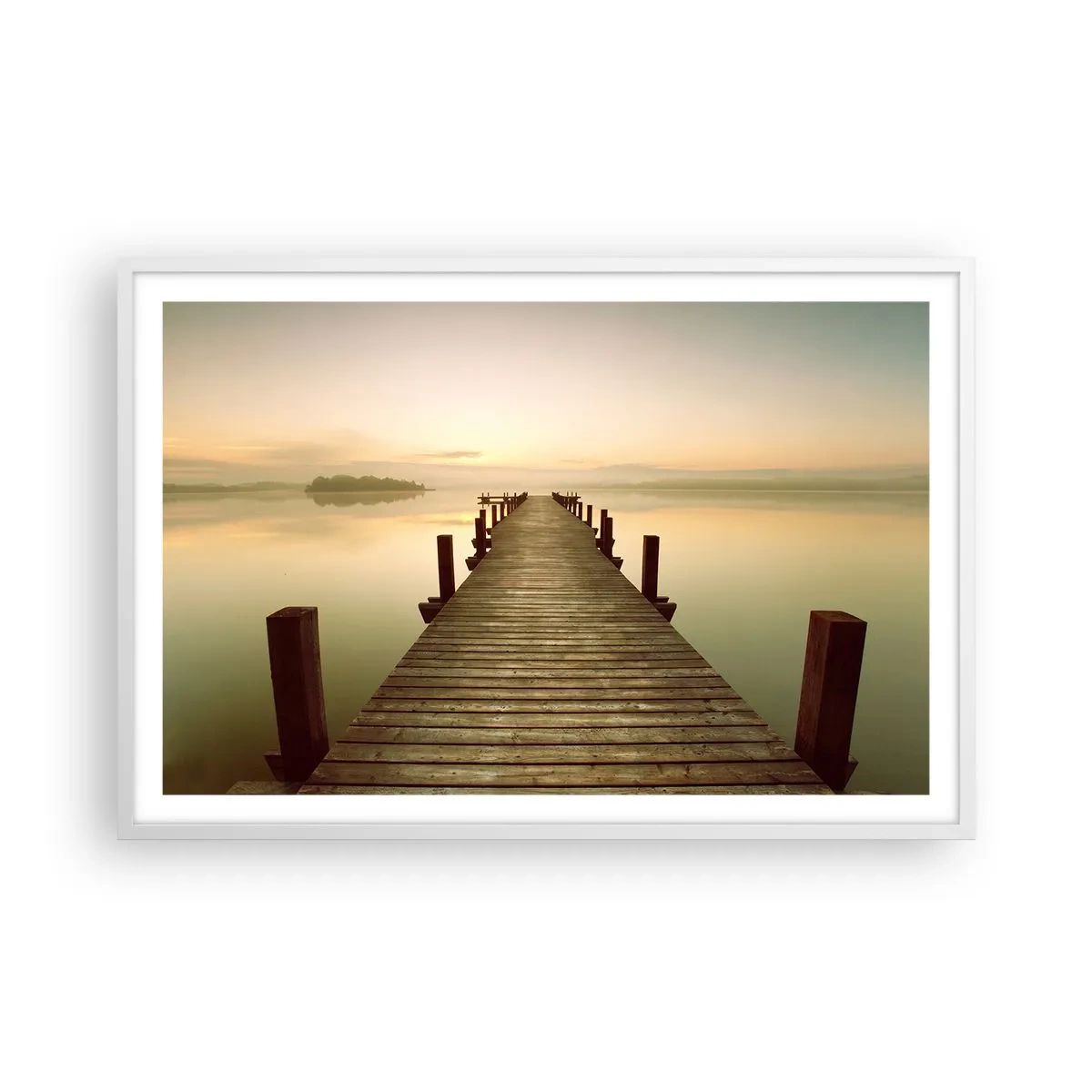 Plagát v bielom ráme - Úsvit, svitanie, svetlo - 91x61 cm