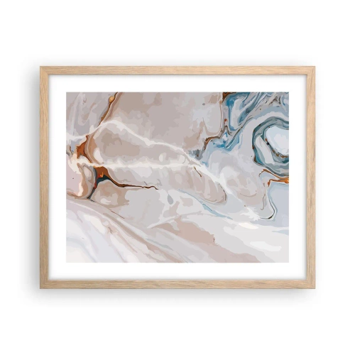 Plagát v ráme zo svetlého duba - Modré meandre pod bielou - 50x40 cm